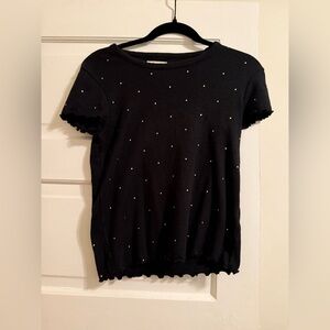 Madewell Black Tee with Gold Dots